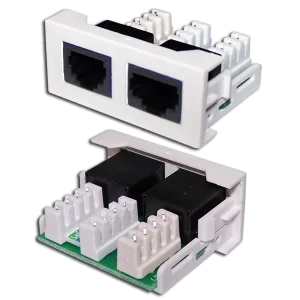 Вставка LANMASTER Mosaic 22.5x45 1xRJ45 Cat.5e + 1xRJ12 Cat.3 белая