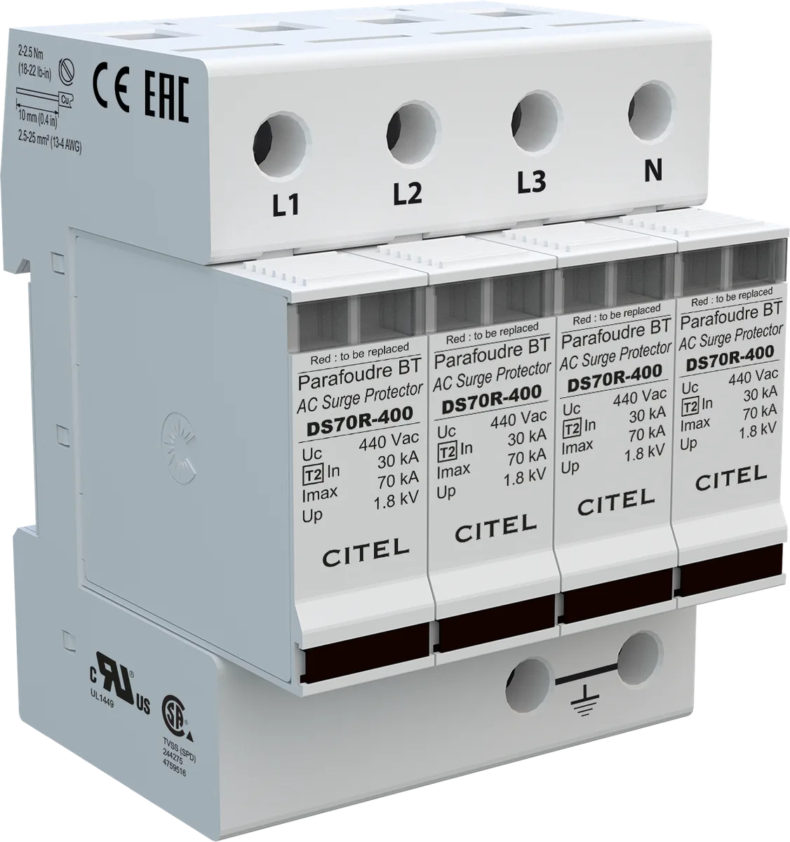 Устройство защиты от импульсных перенапряжений Citel DS74R-400 (491402), тип 2