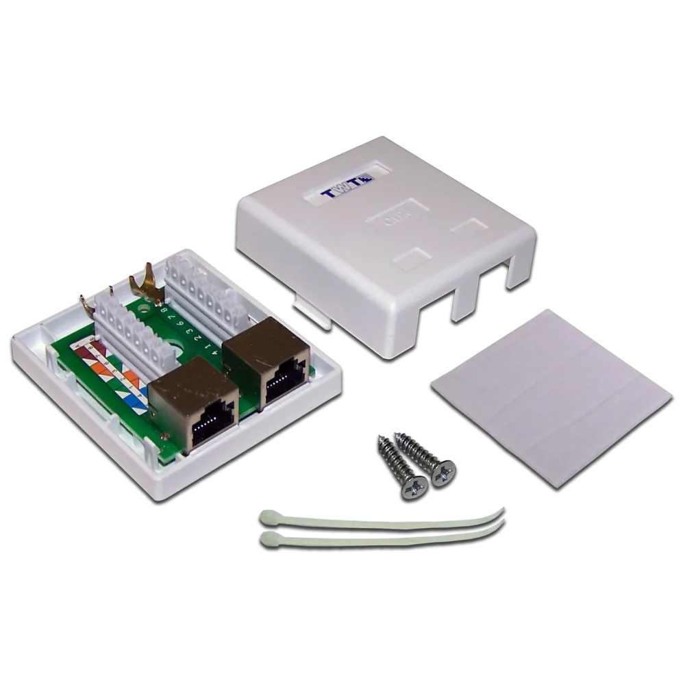 Настенная розетка LANMASTER 2 порта RJ-45 категории 6, STP, белая